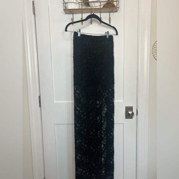 Lace Biker Mini Skirt with Slit - Picture 2 of 7